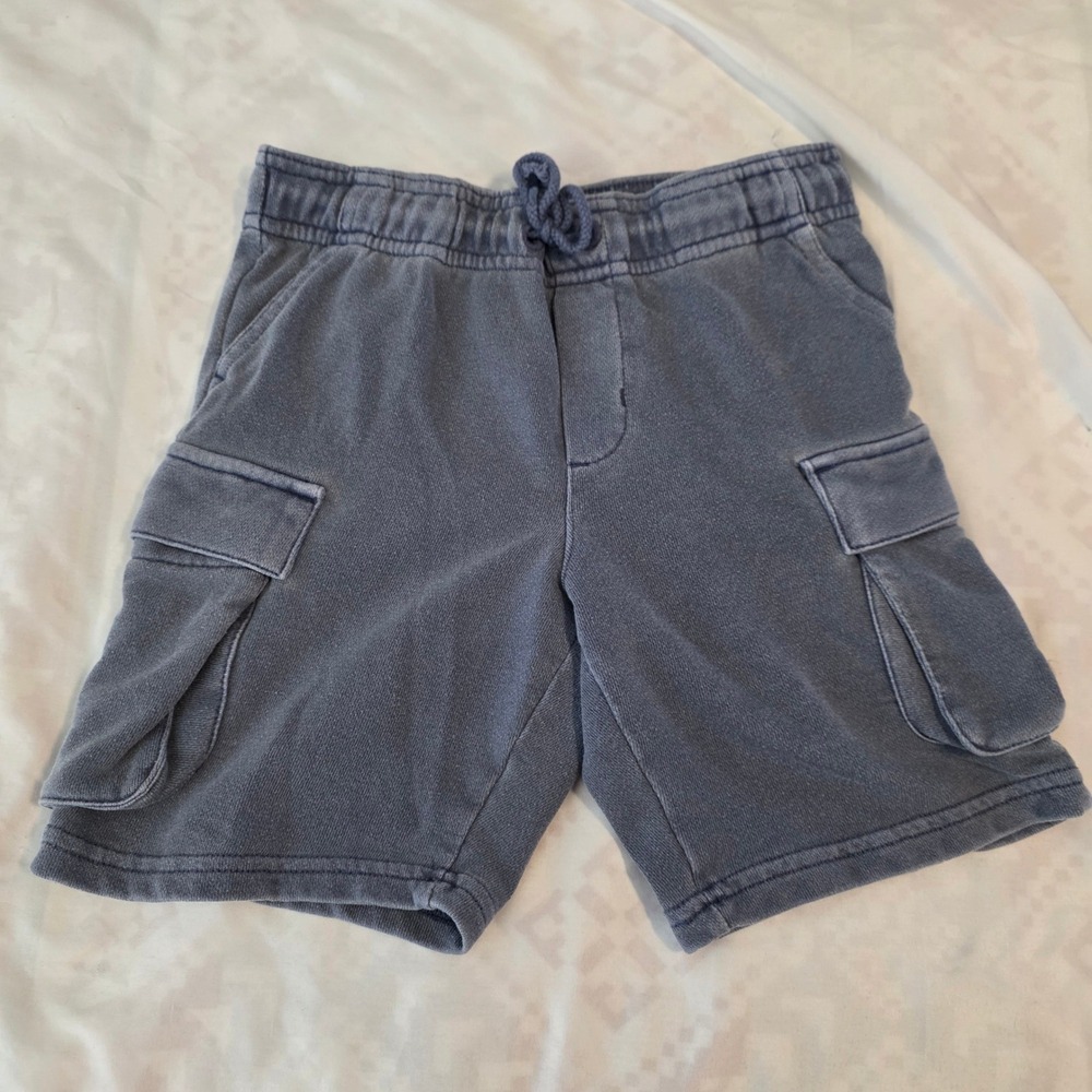 Janie and Jack Boys Cargo Sweat Shorts Kids Size 5 Blue Cotton Blend Pull On